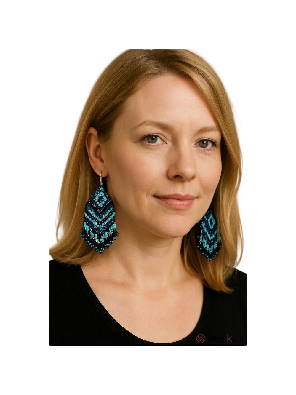 Handcrafted Beaded Lotus Dangle Earrings 925 Silver - Picture 2 of 4